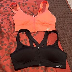 BCG Black and Coral Zip-Front Sports Bras